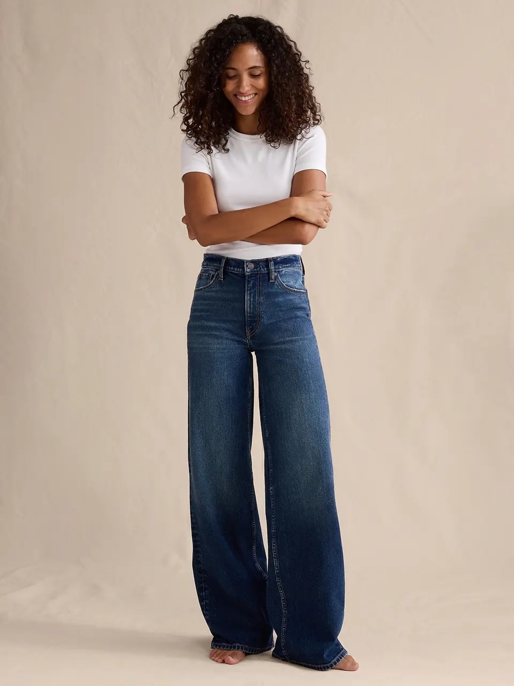 Banana Republic 10 classic Wide Leg stretch jean denim pants blue wash